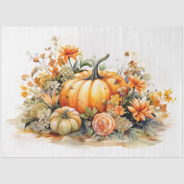 Papier Mousseline Citrouilles et Floraux 6 Papier de découpage (Recto)
