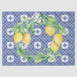 Papier Mousseline Citrus citron Filière Ferme Marine Bleu n Blanc