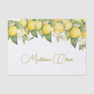 Papier Mousseline Citrus floral citron Design personnel moderne
