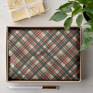 Papier Mousseline Clair vert foncé Aquarelle rouge Motif d'art plaid