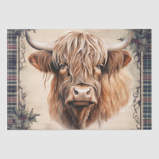Papier Mousseline Clan d'aquarelle de la vache Highland (Recto)