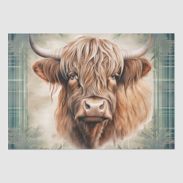Papier Mousseline Clan d'aquarelle de la vache Highland (Recto)