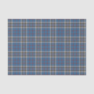 Papier Mousseline Clan Plaid Thompson gris bleu Check Tartan