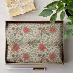 Papier Mousseline Classé Botanique Poinsettia Floral Art Motif