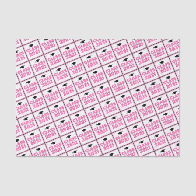 Papier Mousseline Classe De Papier Tissu De Diplôme De 2021 (Rose Ch (Recto)