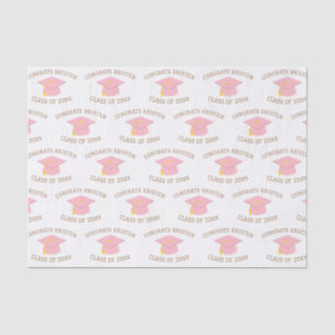 Papier Mousseline Classe personnalisée de 20xx Pink Graduation Cap c