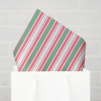 Papier Mousseline Classic Christmas Green Red Stripes 