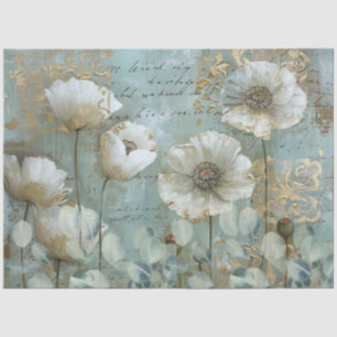 Papier Mousseline Classic Country Pies blanches chic et Eucalyptus