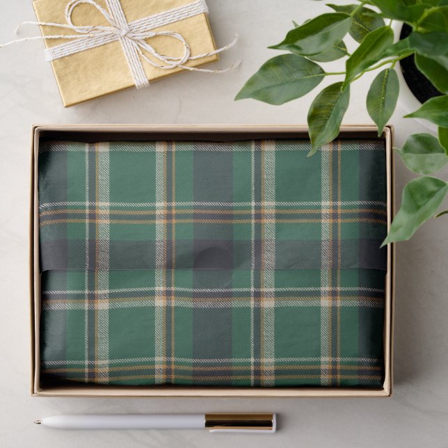 Papier Mousseline Classic Green Blue Yellow Plaid Pattern Holiday (Cadeau)