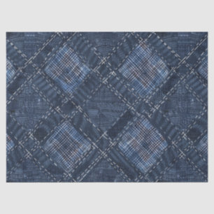 Papier Mousseline Classic Indigo Diamond Stitch Denim Motif