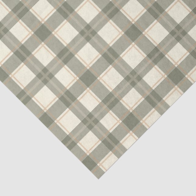 Papier Mousseline Classic Sage Tartan  (Détail)
