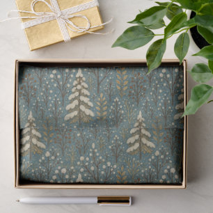 Papier Mousseline Classic Snowy Winter Forest Trees Art Motif