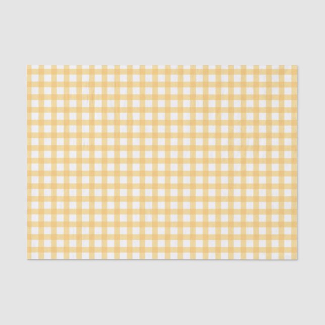 Papier Mousseline Classique Elegant Jaune En vichy Motif (Recto)