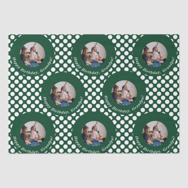 Papier Mousseline Classy Green Polka Motif Anniversaire (Recto)