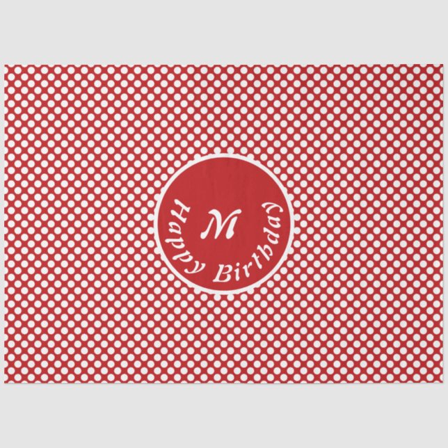 Papier Mousseline Classy Joyeux Anniversaire Rouge Polka Dot Tissu P (Recto)