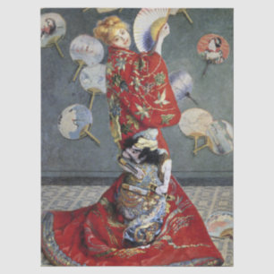 Papier Mousseline Claude Monet Camille en kimono japonais rouge Art