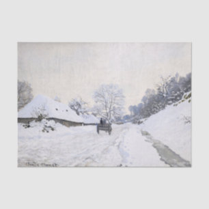 Papier Mousseline Claude Monet - Chariot sur la route enneigée à Hon