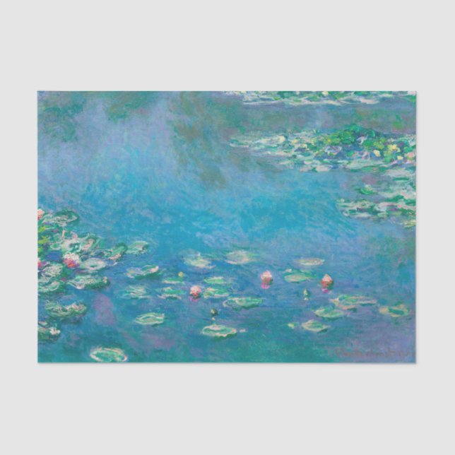 Papier Mousseline Claude Monet Turquoise Decoupage Water Lilly (Recto)