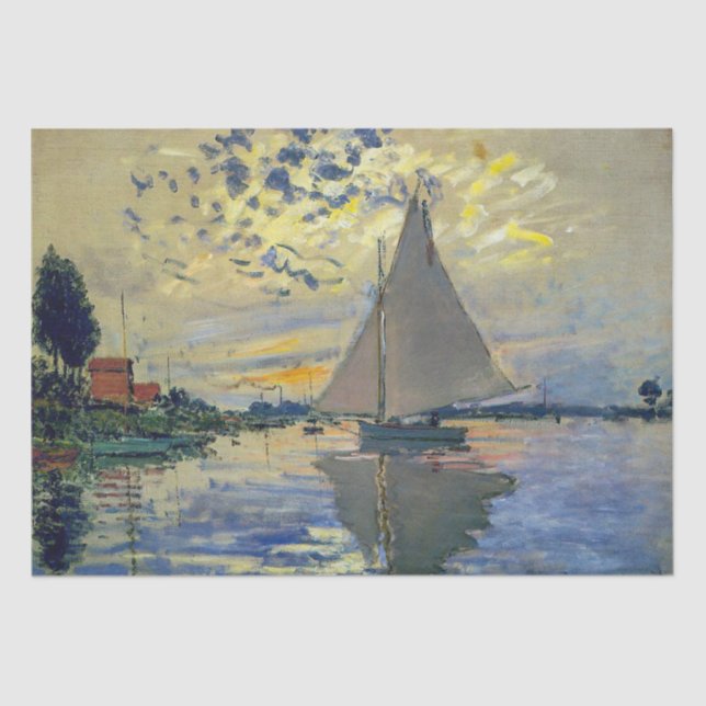 Papier Mousseline Claude Monet - Voilier au Petit-Gennevilliers (Recto)