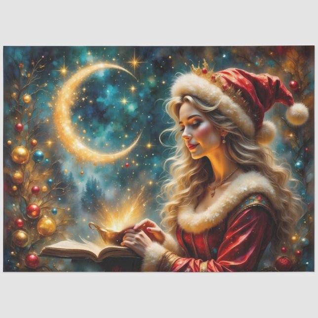 Papier Mousseline Clause de Noël magique Sorcière Lune (Recto)