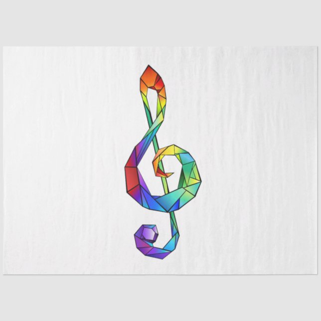 Papier Mousseline Clé de musique arc-en-ciel (Recto)