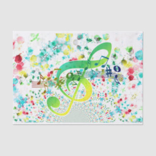 Papier Mousseline Clef Vert Et Notes Musicales