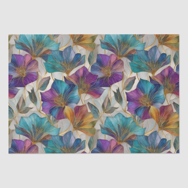 Papier Mousseline Clematis violet Art Nouveau (Recto)