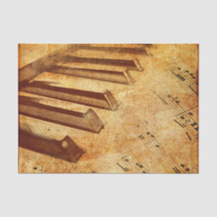 Papier Mousseline Clés grunges de piano de feuille de musique