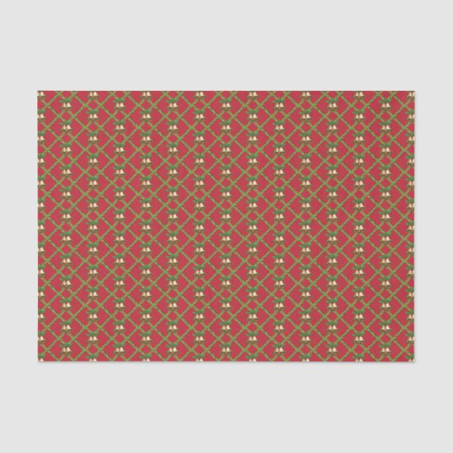 Papier Mousseline Cloches traditionnelles à sonnettes rouges et vert (Recto)