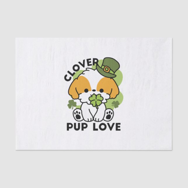 Papier Mousseline Clover Pup Love - St. Patrick's Day Chien Design (Recto)