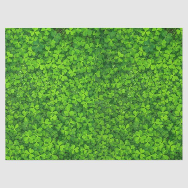 Papier Mousseline Clovers verts à feuilles avec gouttes d'eau (Recto)