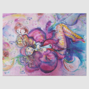 PAPIER MOUSSELINE CLOWN ROSE MUSICAL AVEC HIBOU