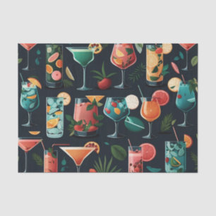 Papier Mousseline Cocktails motif. Boissons alcoolisées