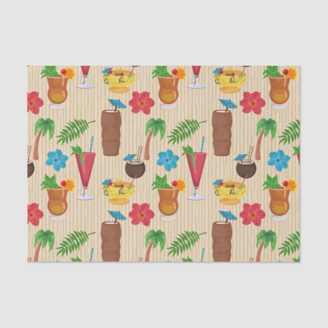 Papier Mousseline Cocktails Tiki Tropical (Recto)