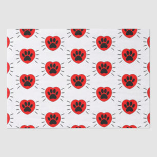 Papier Mousseline Coeur Amoureux des chiens Et Empreinte de patte
