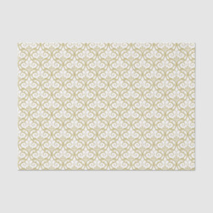 Papier Mousseline Coeur blanc et or élégant