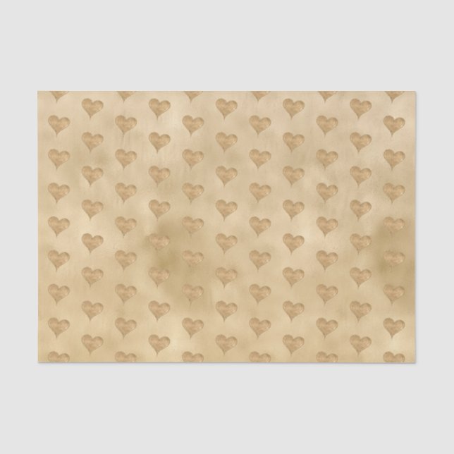 Papier Mousseline Coeur d'amour de la Parties scintillant dorée (Recto)