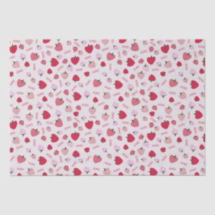Papier Mousseline Coeur d'amour fraise xoxo