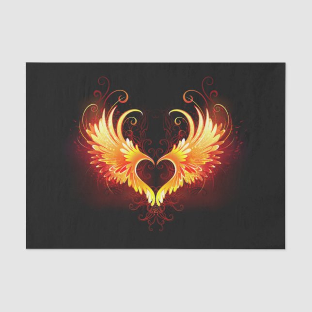 Papier Mousseline Coeur de feu ange avec ailes (Recto)