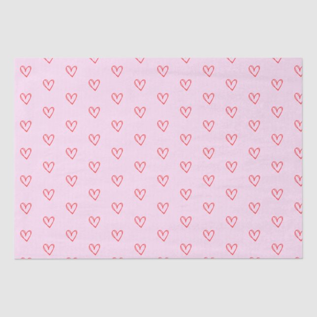 Papier Mousseline Coeur rose (Recto)