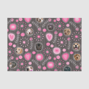Papier Mousseline Coeur rose mignon et Flower Chien Maman Photo Coll