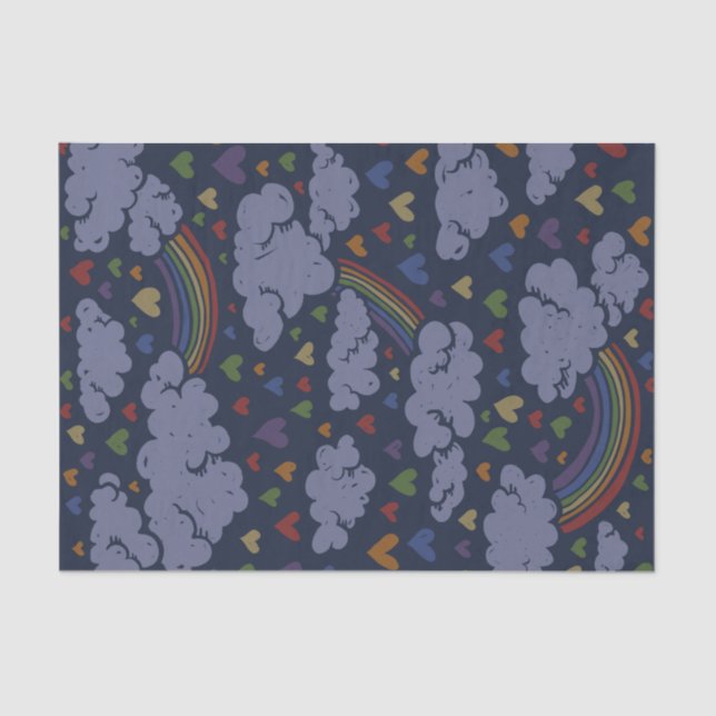 Papier Mousseline Coeurs arc-en-ciel des années 80 rétro (Recto)