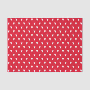 Papier Mousseline Coeurs blancs Motif Rouge romantique