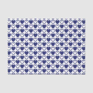 Papier Mousseline Coeurs bleus et blancs