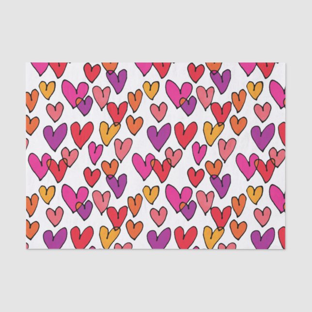 Papier Mousseline Coeurs colorés (Recto)