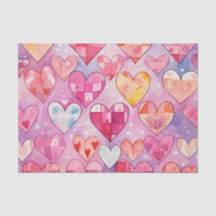 Papier Mousseline Coeurs d'aquarelle Abstraits