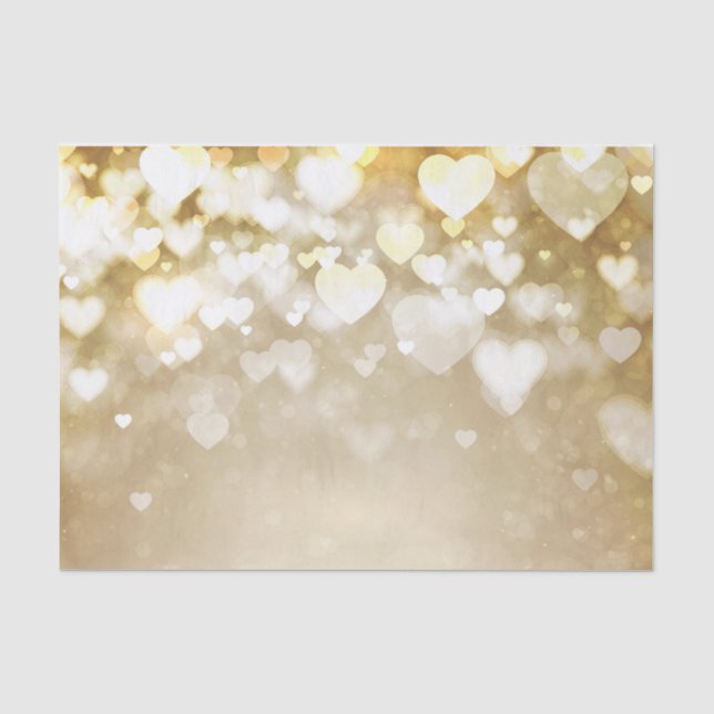 Papier Mousseline Coeurs de bokeh or de Valentine (Recto)