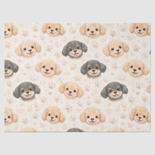 Papier Mousseline Cœurs de chiot mignons motif aquarelle (3)