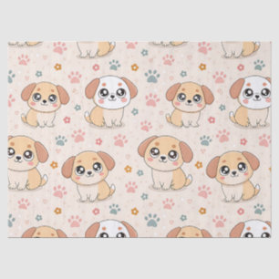 Papier Mousseline Cœurs de chiots mignons motif aquarelle (6)