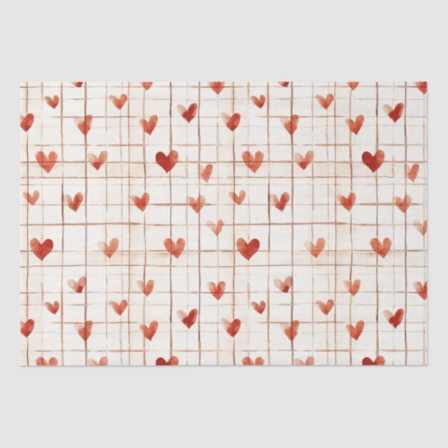 Papier Mousseline Coeurs de crème rouge Abstraits (Recto)